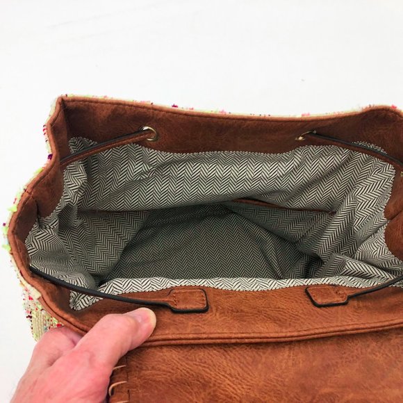 Jen & Co. Saffron Back Pack 12x12x6 in. Vegan Leather with Multicolor Pattern - Picture 5 of 9